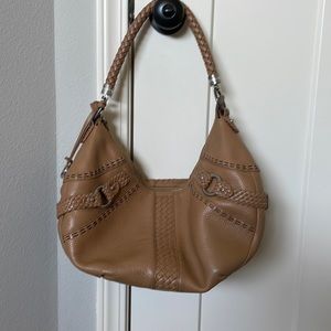 Brighton Leather Hand Bag with Braided Trim.